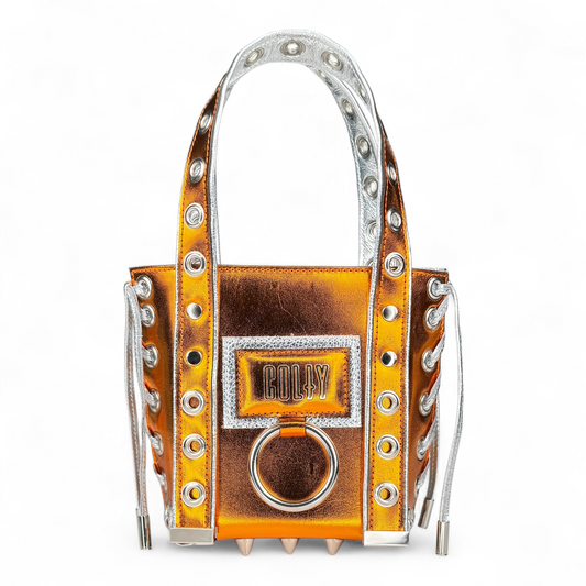 MINI PURSE : ORANGE METALLIC LEATHER