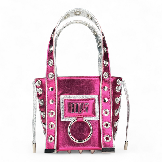 MINI PURSE : PINK METALLIC LEATHER