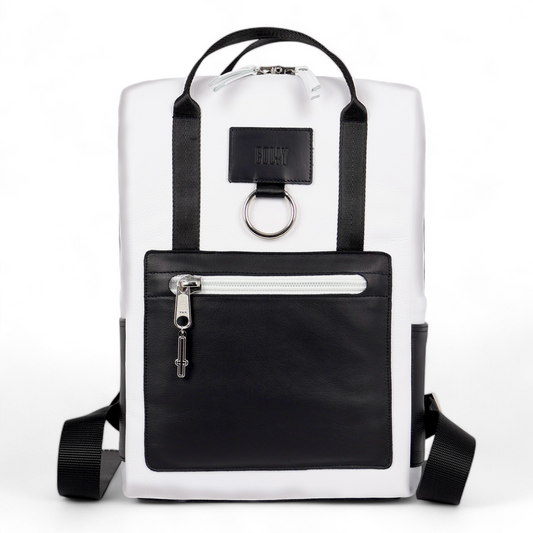 BACKPACK : BLACK & WHITE MOTO LEATHER