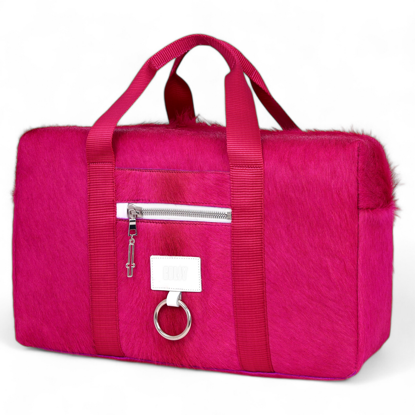 DUFFLE : HAIR-ON LEATHER FUCHSIA
