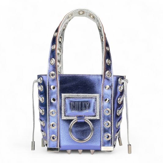 MINI PURSE : VIOLET METALLIC LEATHER