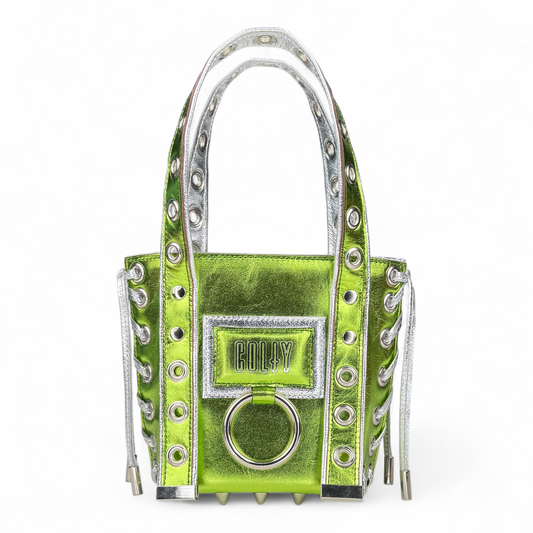 MINI PURSE : GREEN METALLIC LEATHER