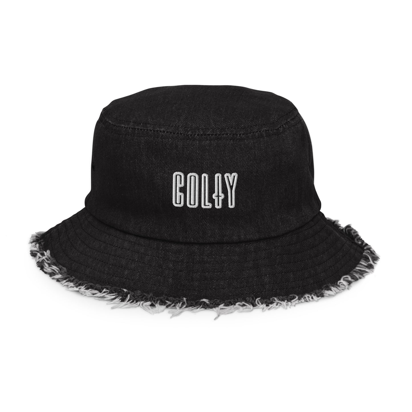 HAT + BUCKET DISRESSED DENIM COLTY LOGO