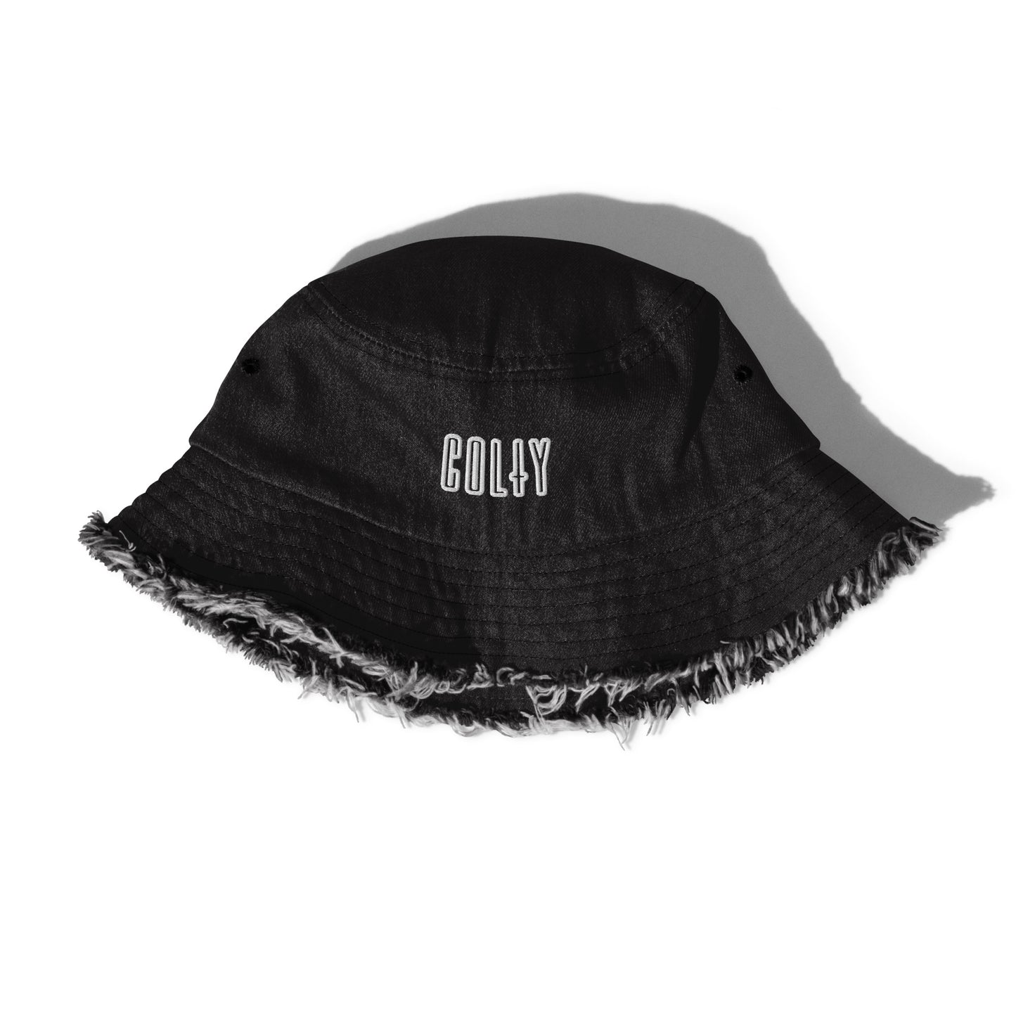 HAT + BUCKET DISRESSED DENIM COLTY LOGO