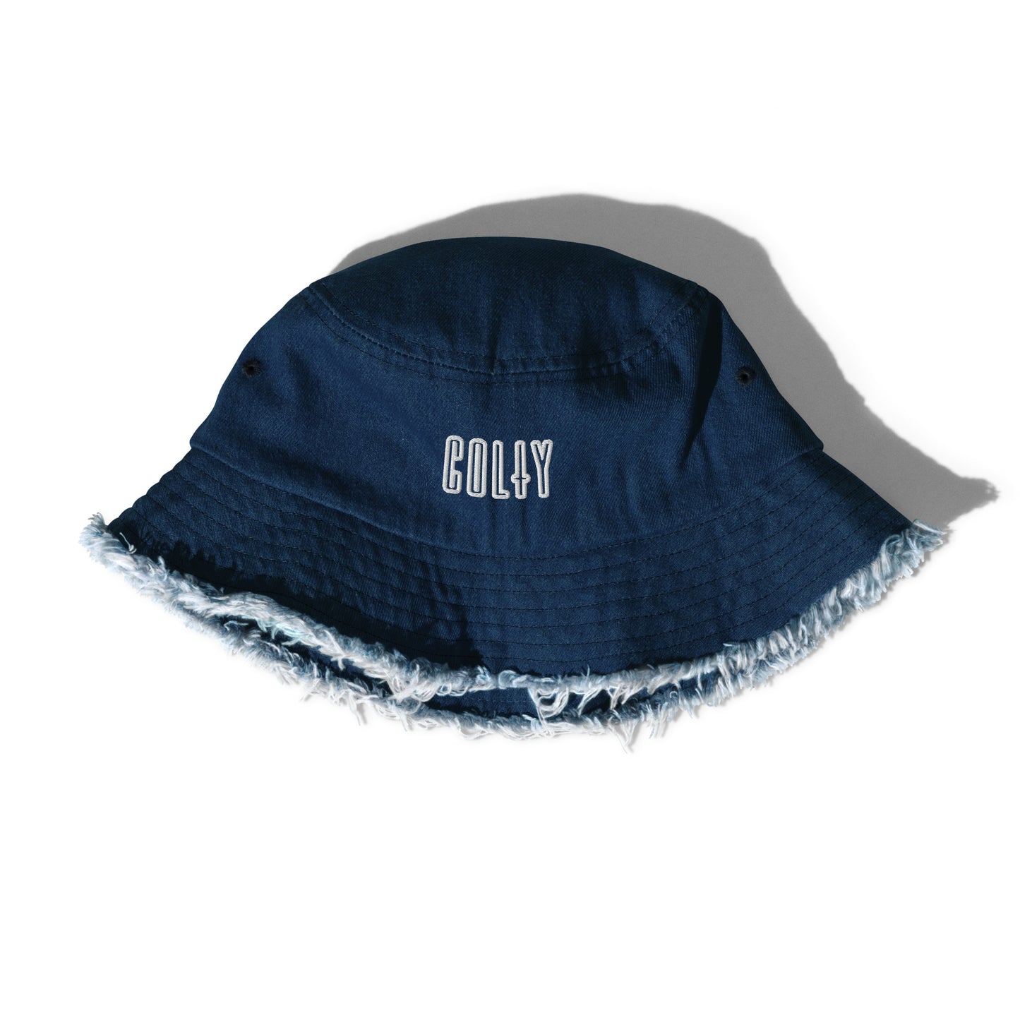 HAT + BUCKET DISRESSED DENIM COLTY LOGO