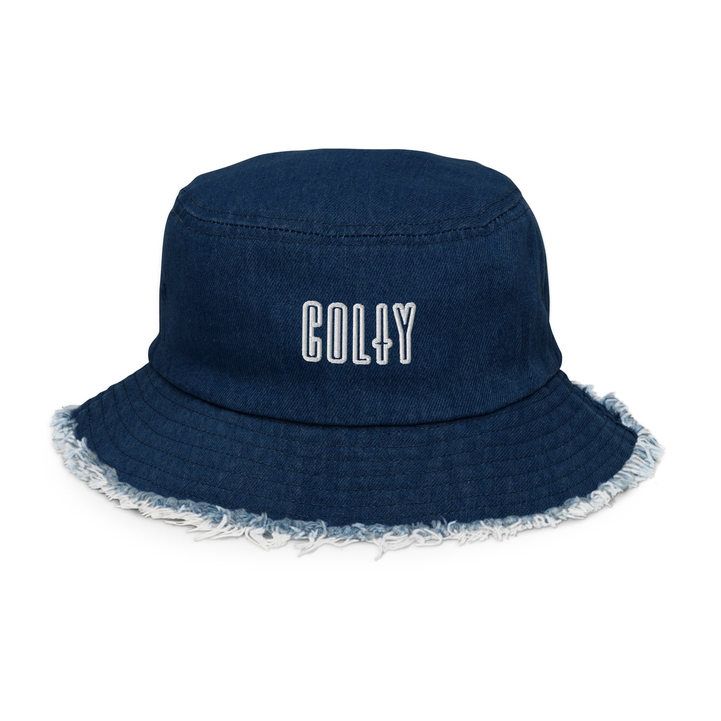 HAT + BUCKET DISRESSED DENIM COLTY LOGO