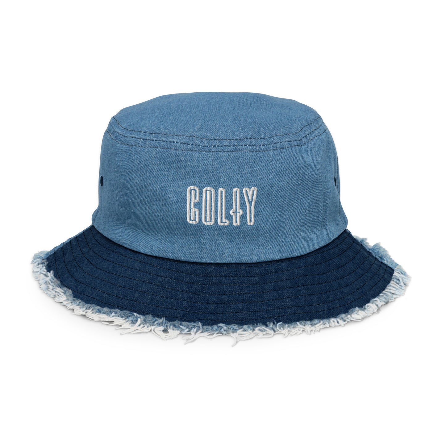 HAT + BUCKET DISRESSED DENIM COLTY LOGO
