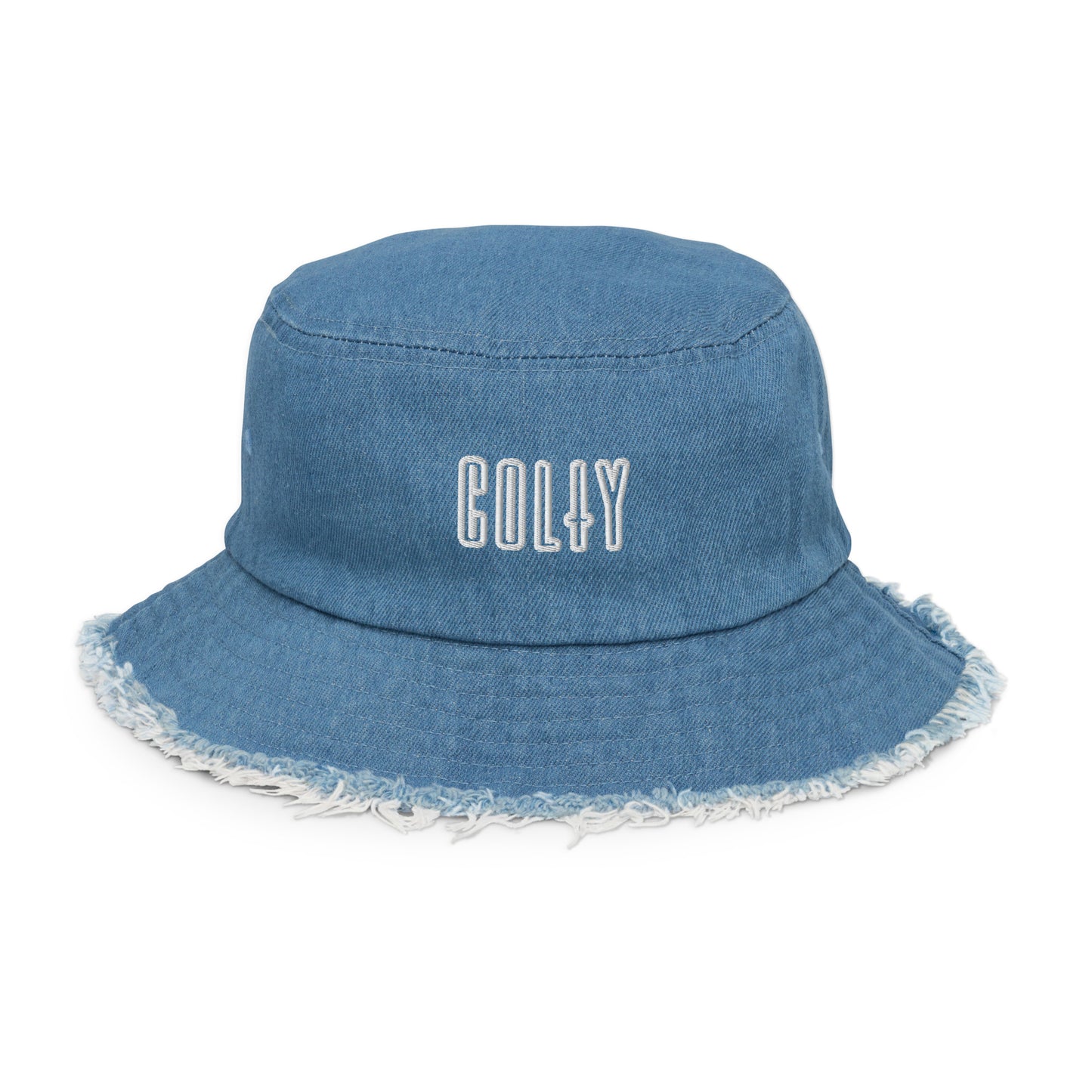 HAT + BUCKET DISRESSED DENIM COLTY LOGO