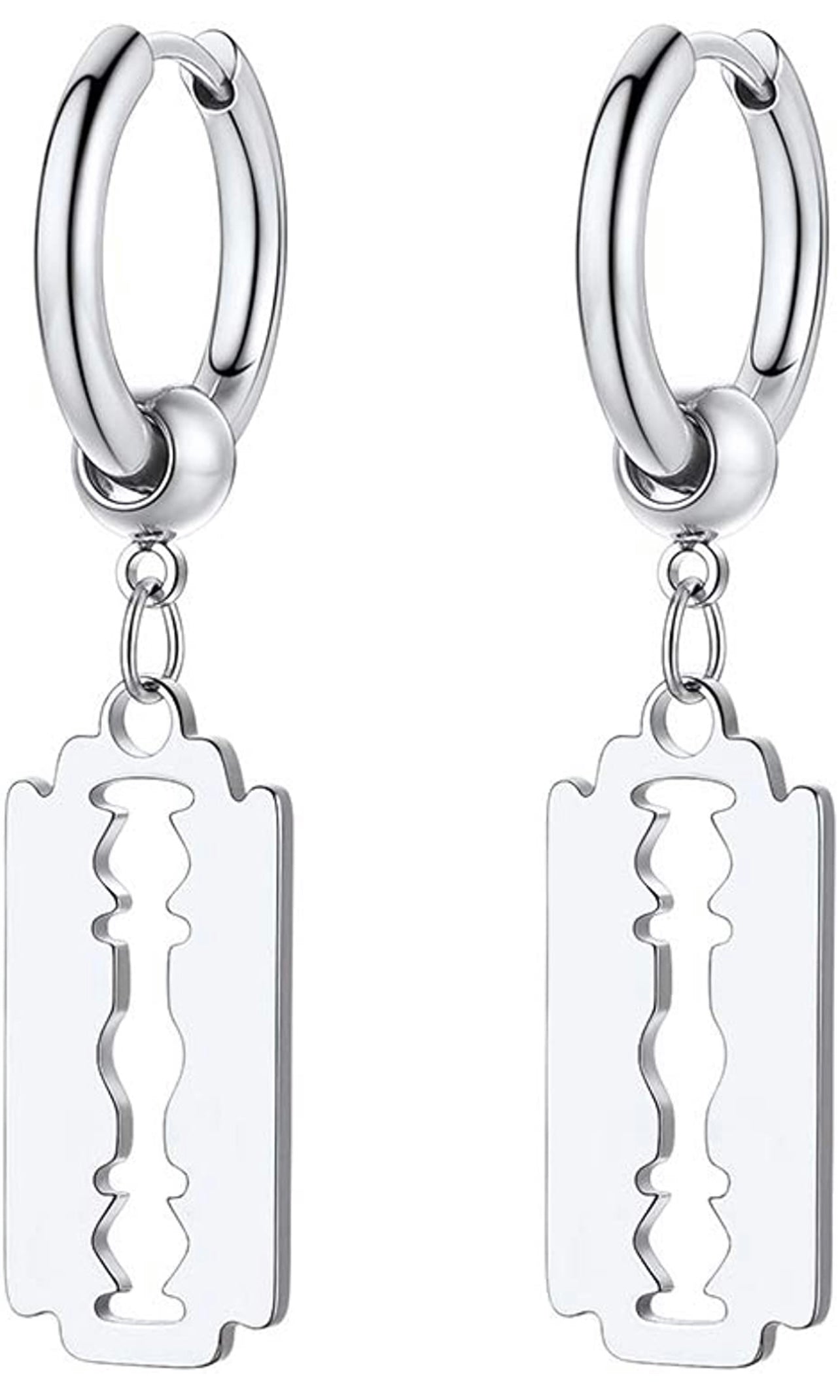 EARRINGS : STAINLESS STEEL RAZOR BLADE