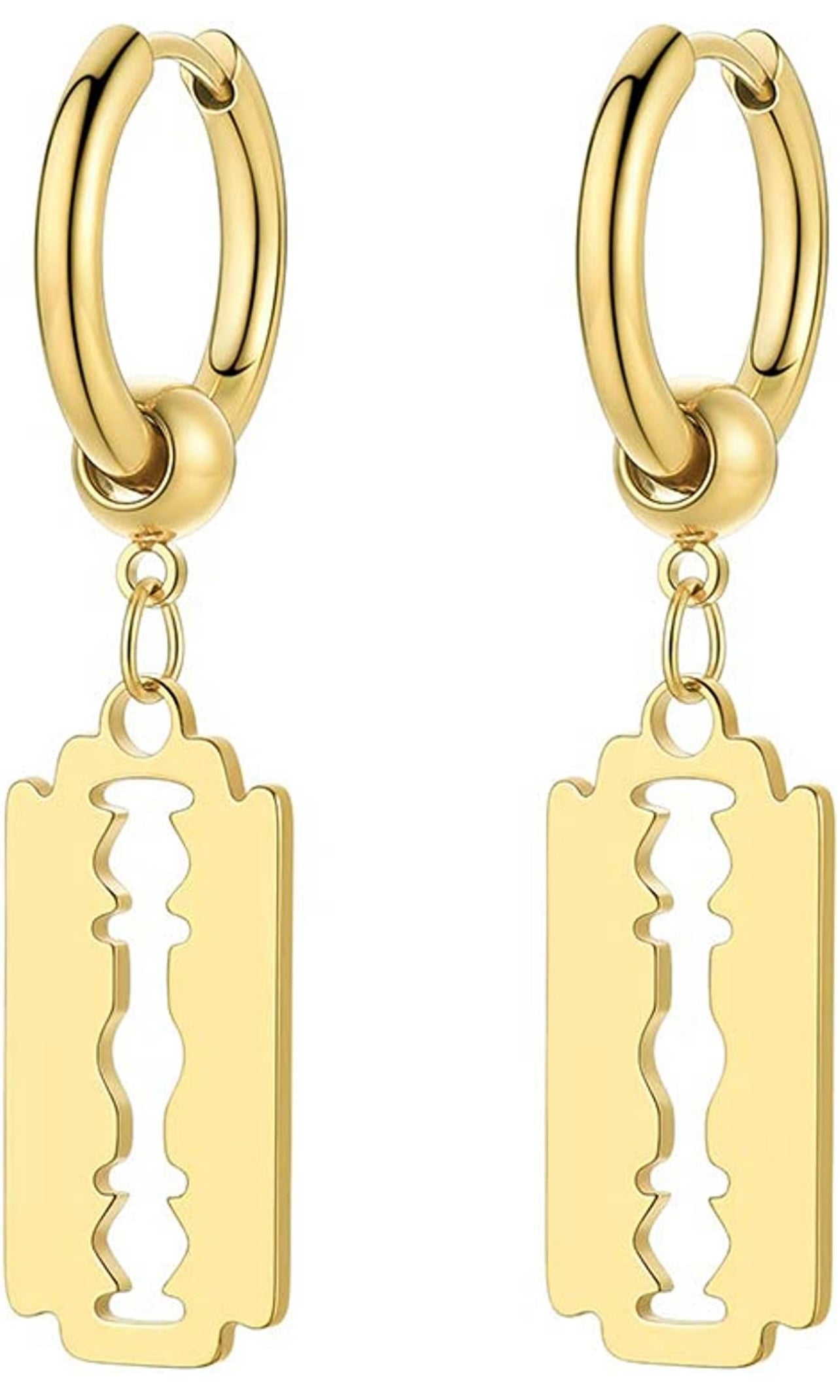 EARRINGS : STAINLESS STEEL RAZOR BLADE