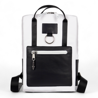 BACKPACK + BLACK & WHITE MOTO LEATHER