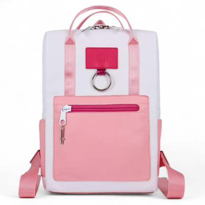 BACKPACK + MULTI-PINK & WHITE MOTO LEATHER