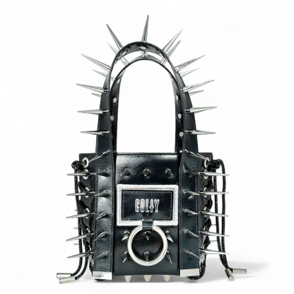 MINI PURSE + SPIKES & BLACK METALLIC LEATHER